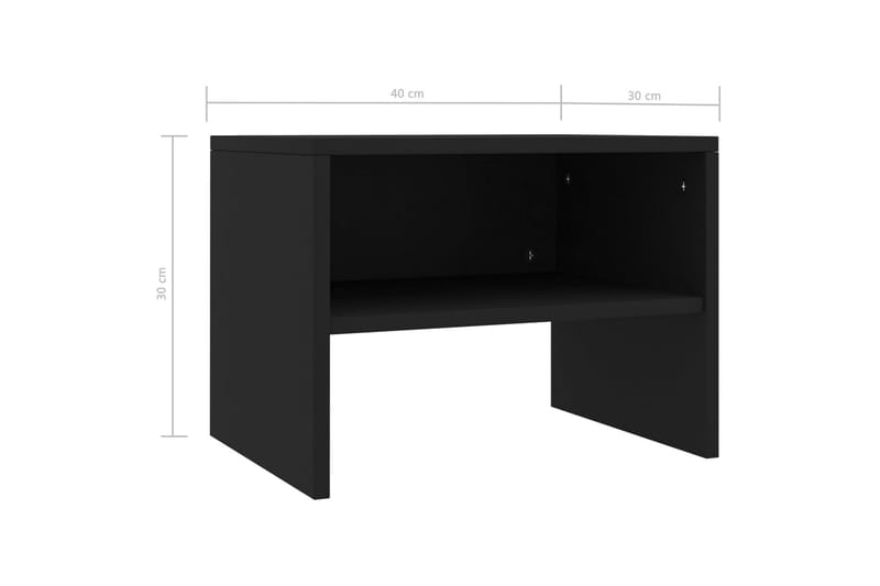 Sengeskabe 2 Stk. 40 X 30 X 30 Cm Spånplade Sort - Sort - Sengebord