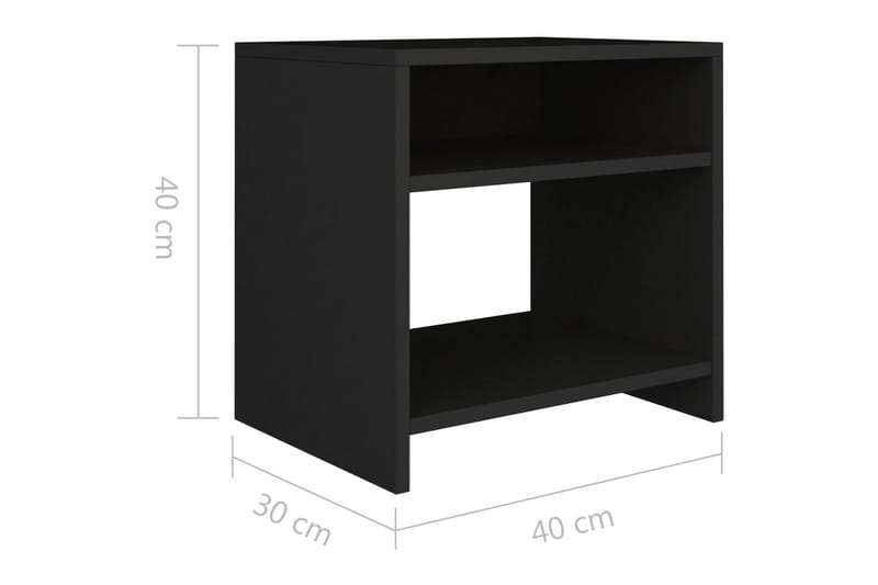 Sengeskabe 2 Stk. 40 X 30 X 40 Cm Spånplade Sort - Sort - Sengebord