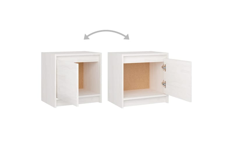 sengeskabe 2 stk. 40x30,5x40 cm massivt fyrretræ hvid - Hvid - Møbler - Borde - Aflastningsbord - Sengebord