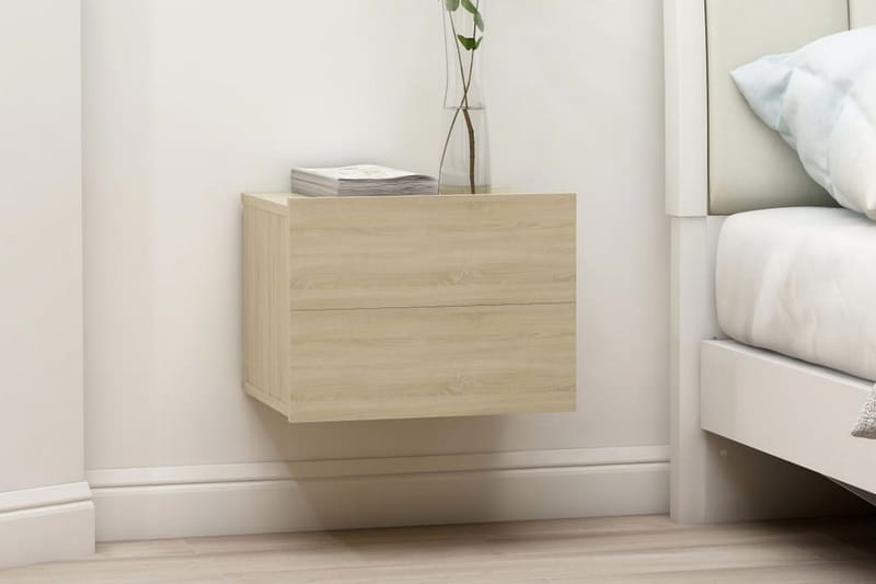 Sengeskabe 2 stk. 40x30x30 cm Spånplade Sonoma-Eg - Beige - Møbler - Borde - Aflastningsbord - Sengebord