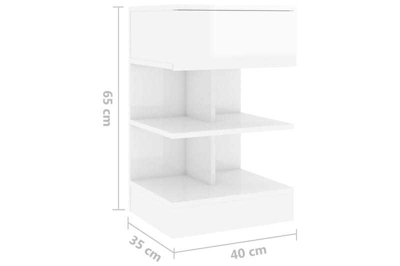 sengeskabe 2 stk. 40x35x65 cm hvid højglans - Hvid - Møbler - Borde - Aflastningsbord - Sengebord