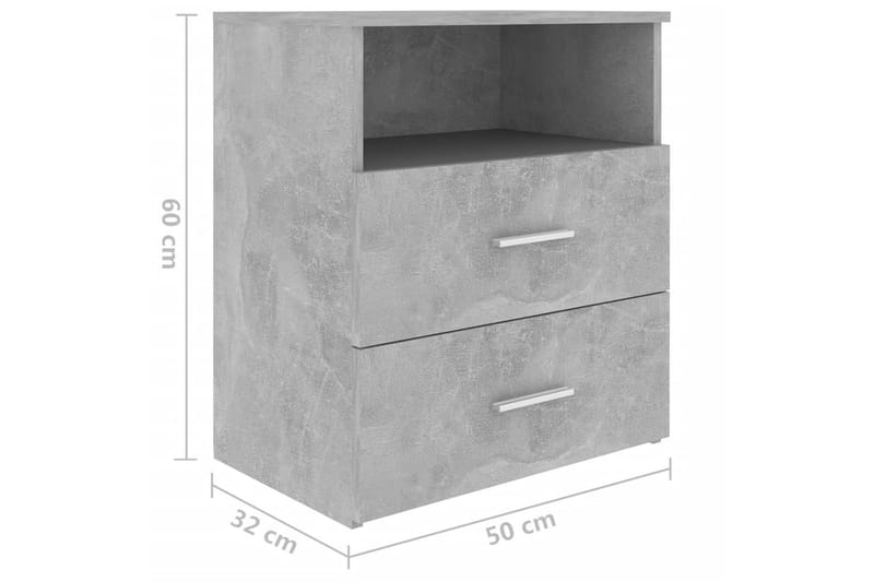 sengeskabe 2 stk. 50x32x60cm betongrå - Grå - Møbler - Borde - Aflastningsbord - Sengebord