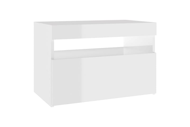 sengeskabe m. LED-lys 2 stk. 60x35x40 cm hvid højglans - Hvid - Møbler - Borde - Aflastningsbord - Sengebord