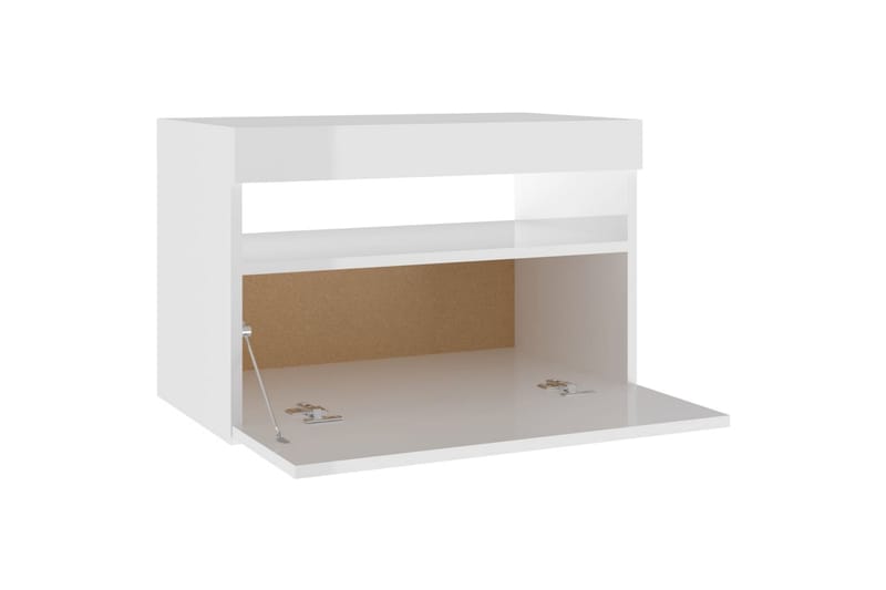 sengeskabe m. LED-lys 2 stk. 60x35x40 cm hvid højglans - Hvid - Møbler - Borde - Aflastningsbord - Sengebord