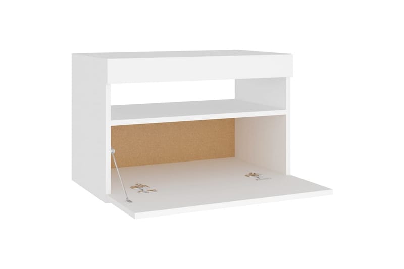 sengeskabe m. LED-lys 2 stk. 60x35x40 cm spånplade hvid - Hvid - Møbler - Borde - Aflastningsbord - Sengebord