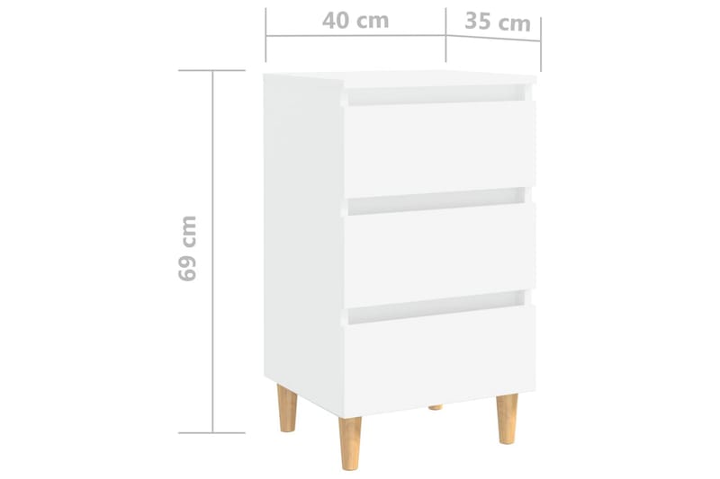 sengeskabe m. massive træben 2 stk. 40x35x69 cm hvid - Hvid - Møbler - Borde - Aflastningsbord - Sengebord