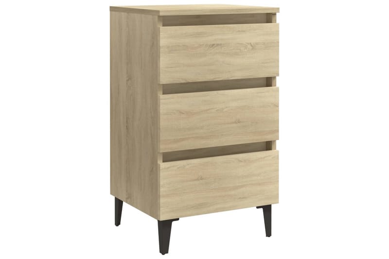 sengeskabe m. metalben 2 stk. 40x35x69 cm sonoma-eg - Brun - Møbler - Borde - Aflastningsbord - Sengebord