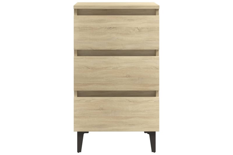 sengeskabe m. metalben 2 stk. 40x35x69 cm sonoma-eg - Brun - Møbler - Borde - Aflastningsbord - Sengebord