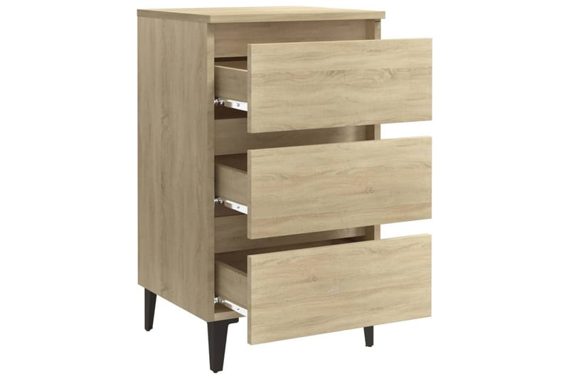 sengeskabe m. metalben 2 stk. 40x35x69 cm sonoma-eg - Brun - Møbler - Borde - Aflastningsbord - Sengebord