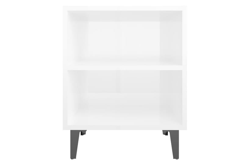 sengeskabe med metalben 2 stk. 40x30x50 cm hvid højglans - Hvid - Møbler - Borde - Aflastningsbord - Sengebord