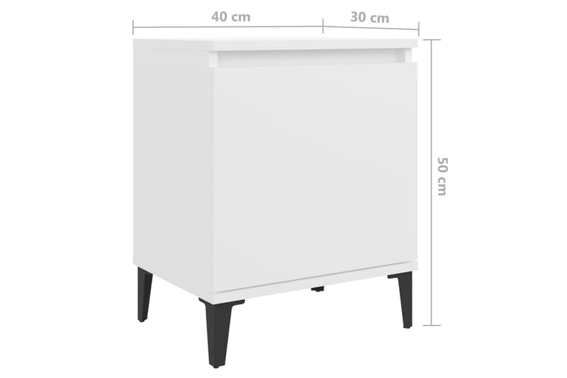 sengeskabe med metalben 2 stk. 40x30x50 cm hvid - Hvid - Møbler - Borde - Aflastningsbord - Sengebord