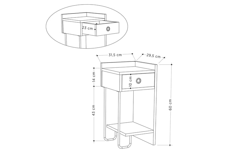 Sirius Sengebord 32x30 cm Hvid - Hanah Home - Møbler - Borde - Aflastningsbord - Sengebord