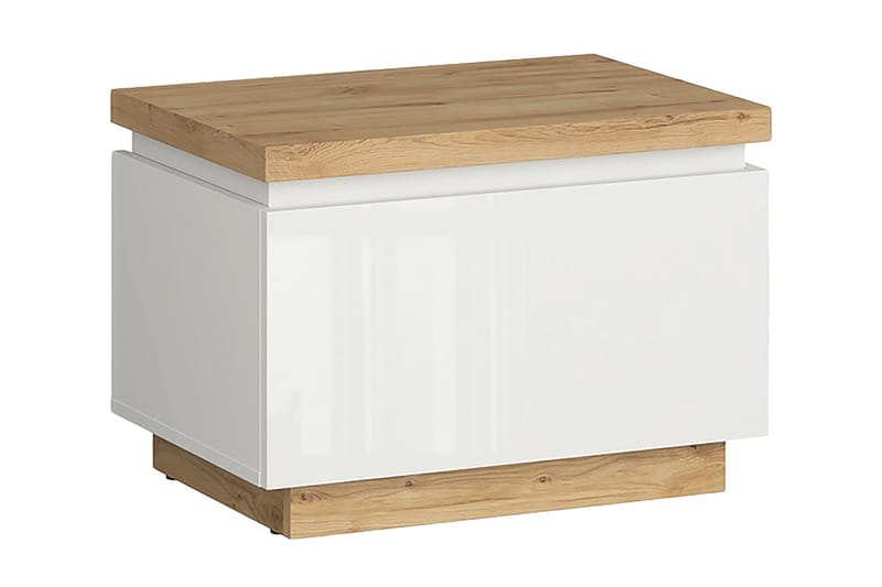 Snarkil Sengebord 58x41 cm - Natur / hvid Højglans - Møbler - Borde - Aflastningsbord - Sengebord