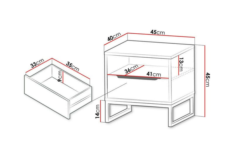 Staffin Natbord 45 cm - Hvid - Møbler - Borde - Aflastningsbord - Sengebord