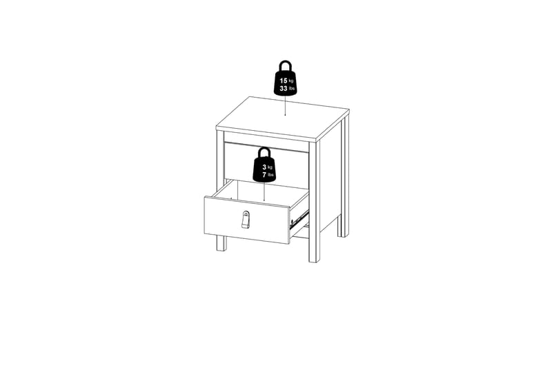 Vallvidera Sengebord 44 cm - Hvid - Møbler - Borde - Aflastningsbord - Sengebord