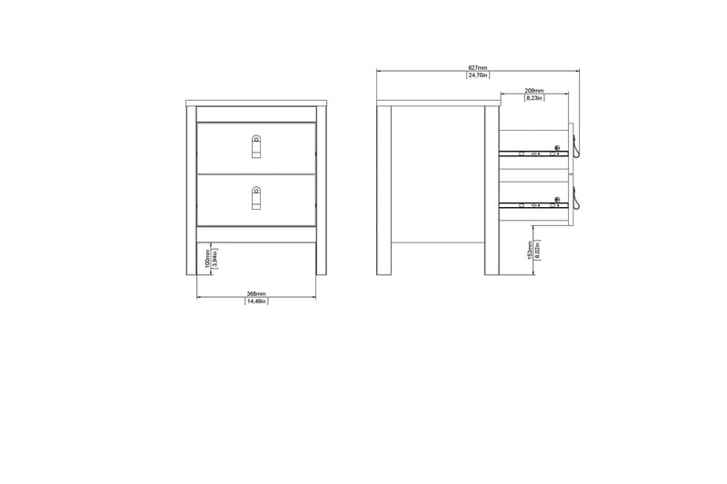 Vallvidera Sengebord 44 cm - Hvid - Møbler - Borde - Aflastningsbord - Sengebord