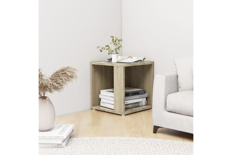 sidebord 33x33x34,5 cm spånplade sonoma-eg - Brun - Møbler - Borde - Aflastningsbord - Lampebord