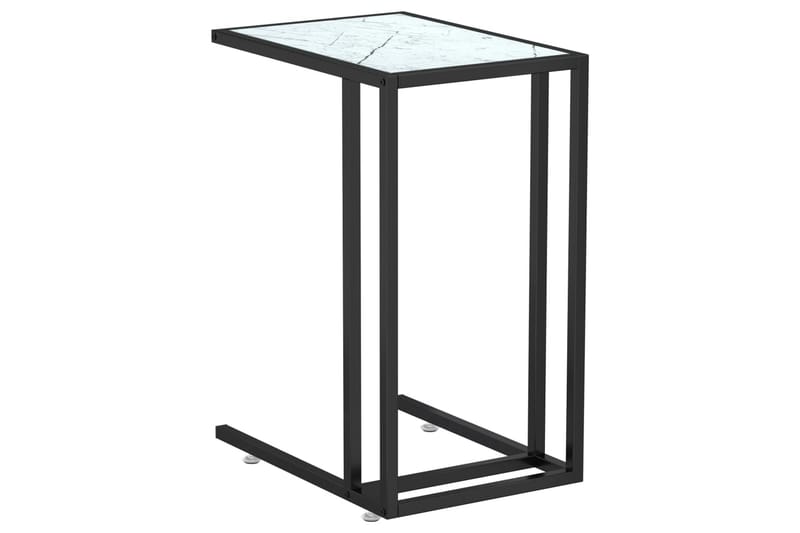 sidebord 50x35x65 cm hærdet glas hvid marmor - Hvid - Møbler - Borde - Aflastningsbord - Lampebord