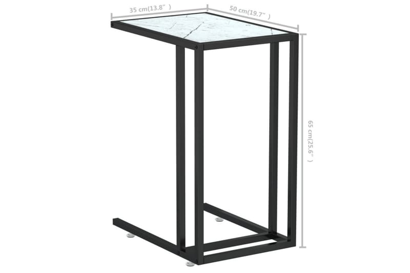 sidebord 50x35x65 cm hærdet glas hvid marmor - Hvid - Møbler - Borde - Aflastningsbord - Lampebord