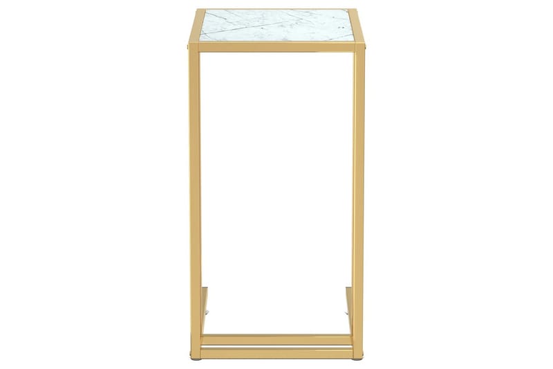 sidebord 50x35x65 cm hærdet glas hvid marmor - Hvid - Møbler - Borde - Aflastningsbord - Lampebord