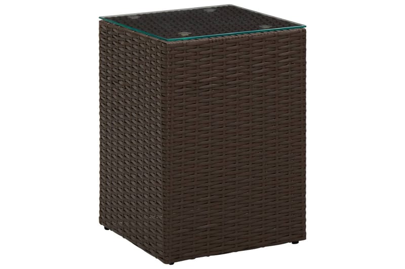 sidebord med glastop 35x35x52 cm polyrattan brun - Brun - Møbler - Borde - Aflastningsbord - Lampebord