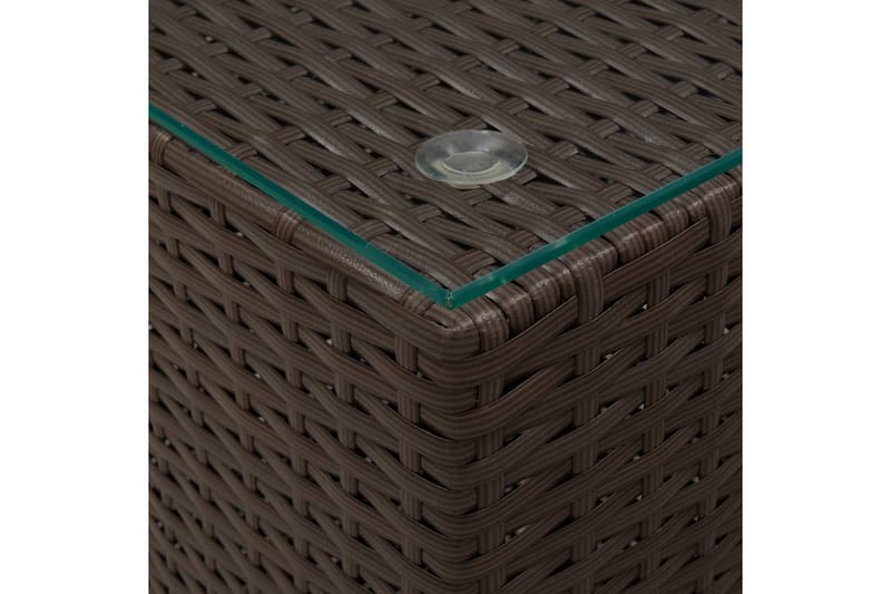 sidebord med glastop 35x35x52 cm polyrattan brun - Brun - Møbler - Borde - Aflastningsbord - Lampebord