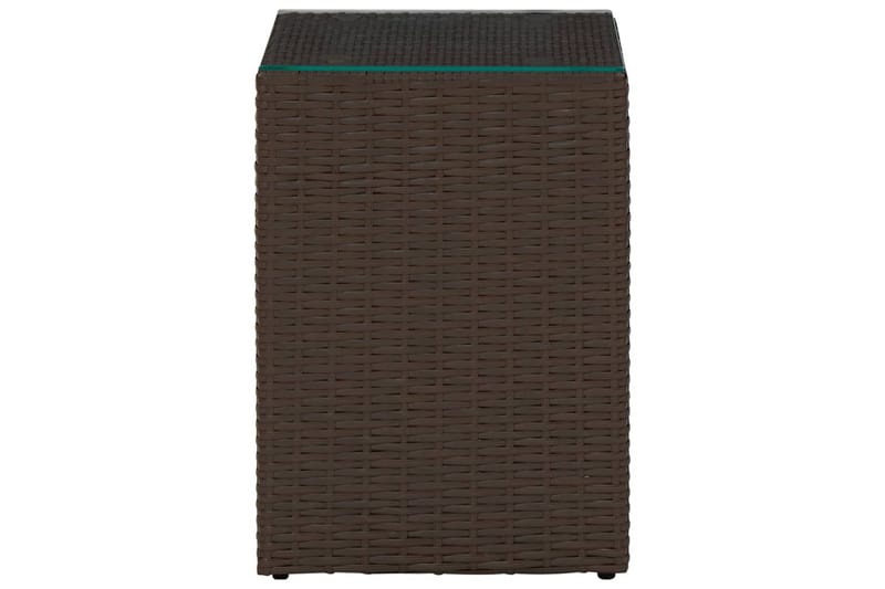 sidebord med glastop 35x35x52 cm polyrattan brun - Brun - Møbler - Borde - Aflastningsbord - Lampebord