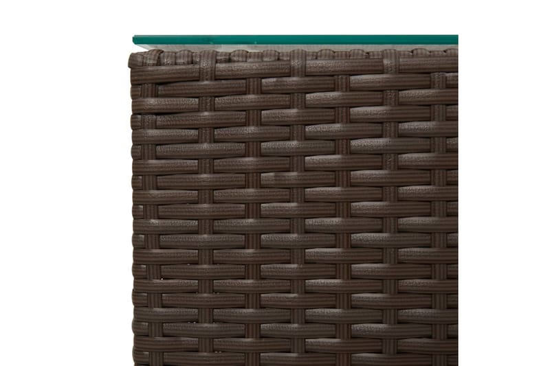 sidebord med glastop 35x35x52 cm polyrattan brun - Brun - Møbler - Borde - Aflastningsbord - Lampebord