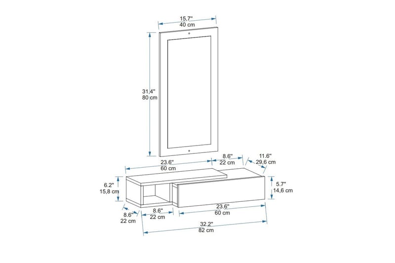 Vien Sidobord 82 cm - Brun/Hvid - Møbler - Borde - Aflastningsbord - Lampebord