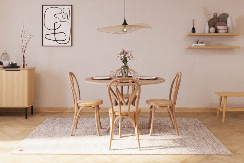 Aryn Spisegruppe 120 cm Rund med 4 Risaberga Spisestol - Natur - Møbler - Borde - Spisebordssæt