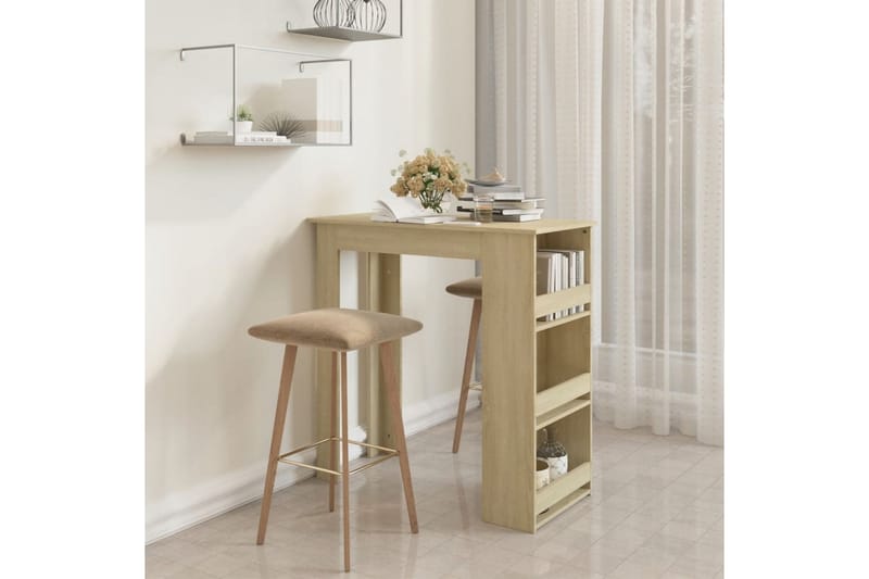 barbord med opbevaringsstativ 102x50x103,5 cm spånplade sono - Beige - Møbler - Borde - Barbord & ståbord