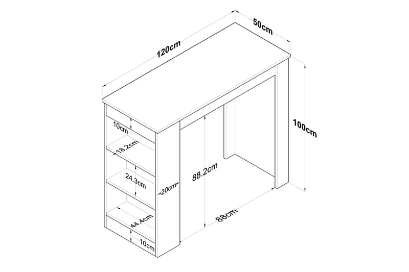 Iwao Barbord 50x120 cm Brun/Hvid - Hanah Home - Møbler - Borde - Barbord & ståbord