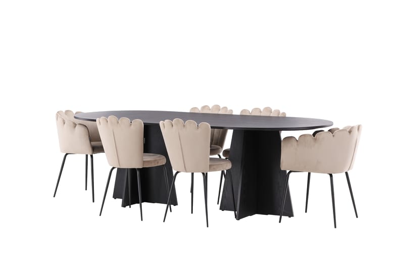 Bariso Spisebordssæt 230 cm Oval med 4 Limhamn Stole - Beige - Spisebordssæt