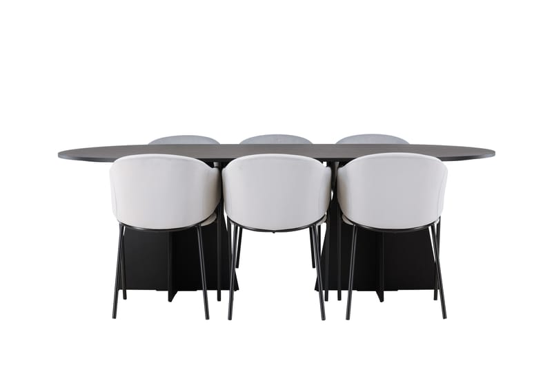 Bariso Spisebordssæt 230 cm Oval med 6 Evelina Stole - Sort - Spisebordssæt