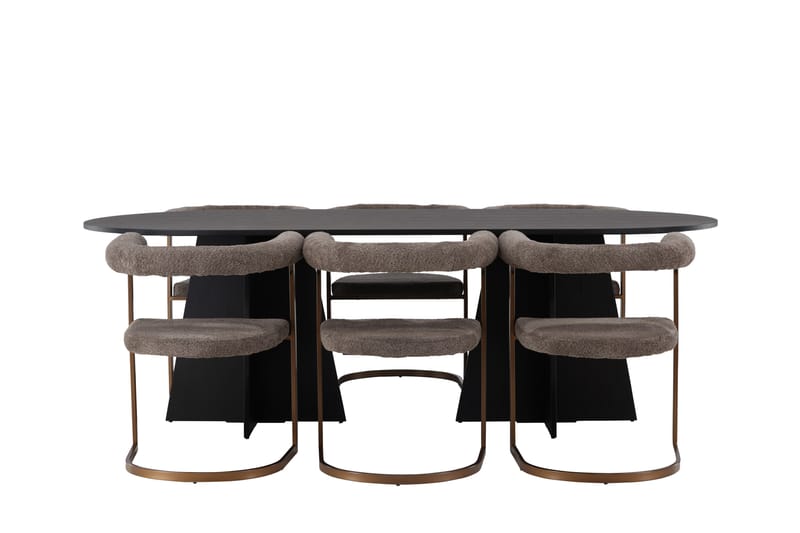 Bariso Spisebordssæt 230 cm Oval med 6 Morning Stole - Brun - Spisebordssæt