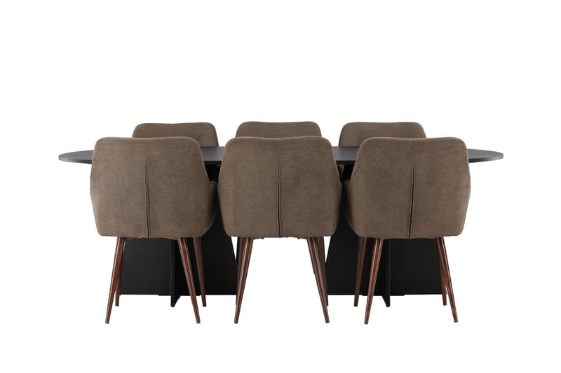 Bariso Spisebordssæt 230 cm Oval med 6 Tomorrow Stole - Brun - Spisebordssæt
