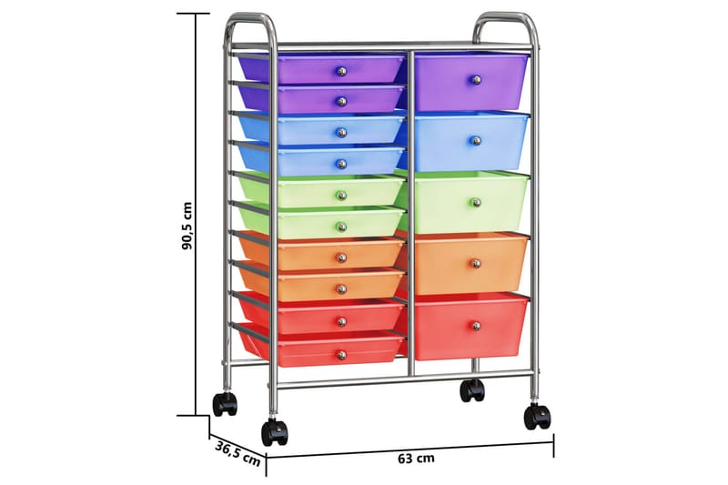 Rullebord Med 15 Skuffer XXL Plastik Flerfarvet - Møbler - Borde - Barvogn & serveringsvogn - Drinkvogn