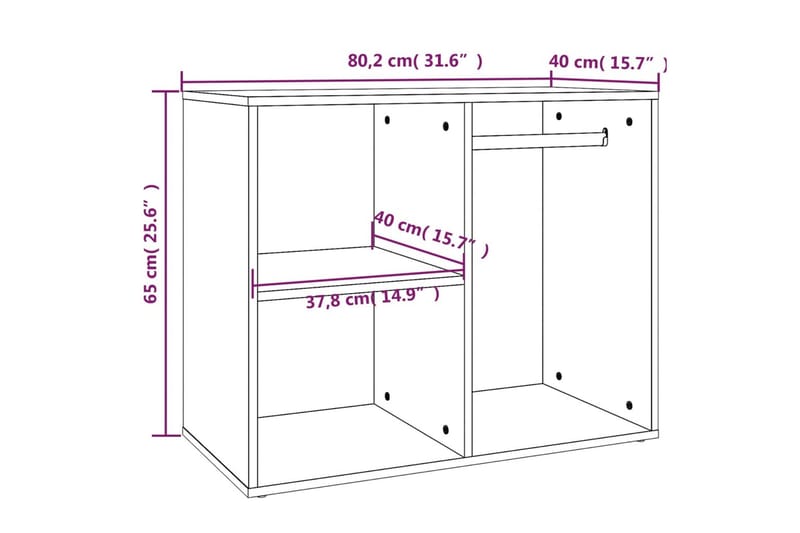 beBasic skab 80x40x65 cm konstrueret træ grå sonoma-eg - GrÃ¥ - Møbler - Borde - Sminkebord & konsolbord