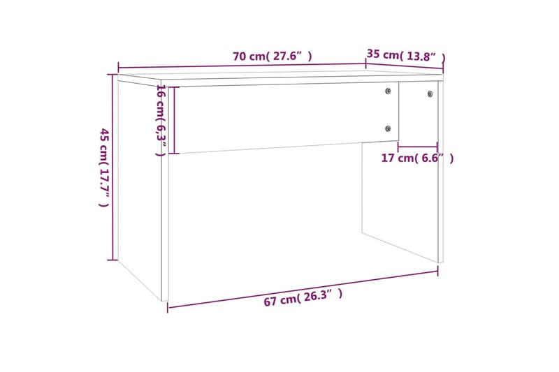 beBasic skammel til makeupbord 70x35x45 cm konstrueret træ sonoma-eg - Brun - Møbler - Borde - Sminkebord & konsolbord