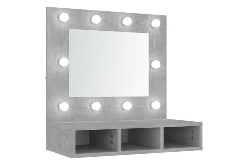 beBasic spejlskab med LED-lys 60x31,5x62 cm betongrå - GrÃ¥ - Møbler - Borde - Sminkebord & konsolbord