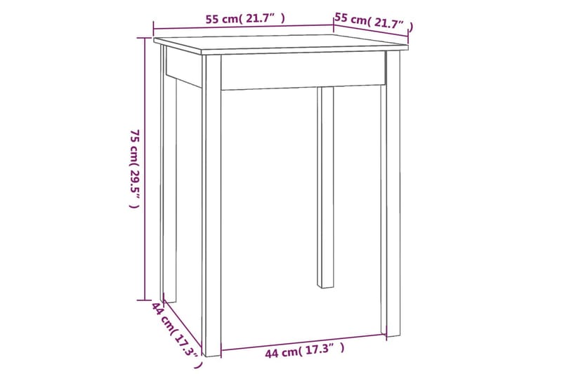 beBasic spisebord 55x55x75 cm massivt fyrretræ - Brun - Møbler - Borde - Spisebord og køkkenbord