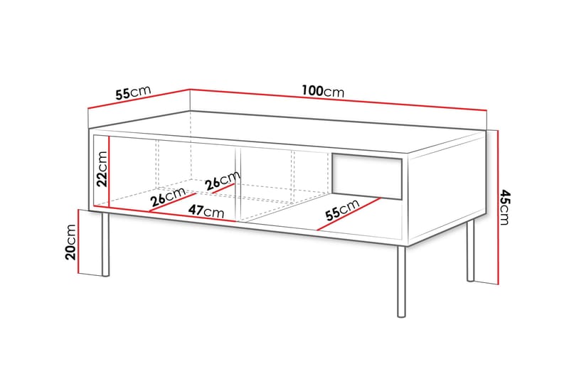 Belonger Sofabord 100 cm - Sort - Møbler - Borde - Sofabord