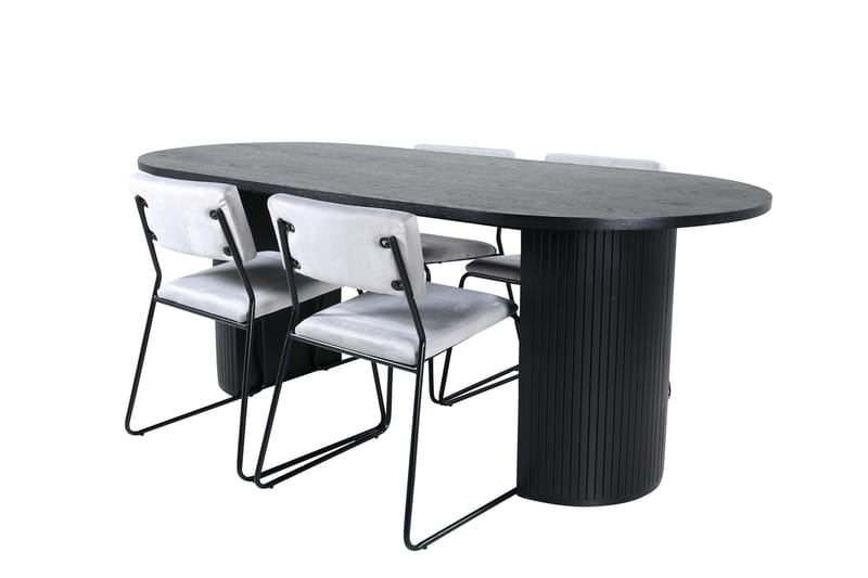 Biana Spisebordssæt 200 cm Oval med 4 Kenth Stole - Sort - Spisebordssæt