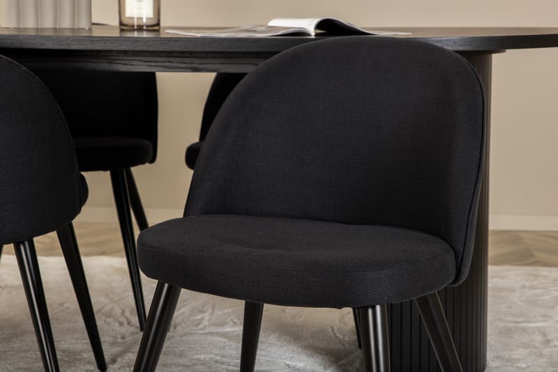 Bianca Spisebordssæt 200 cm Oval med 4 Velvet Stole - Svart - Møbler - Borde - Spisebordssæt