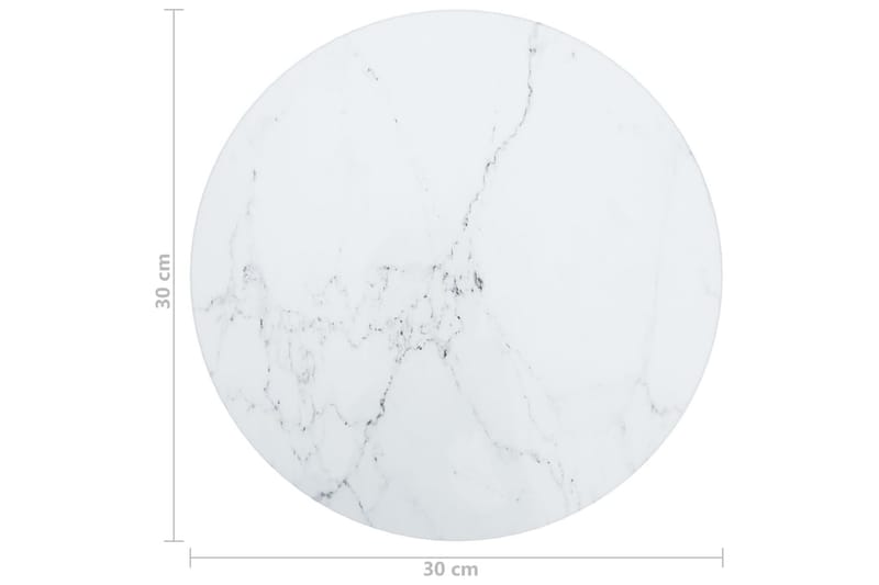 bordplade Ã˜30x0,8 cm hærdet glas med marmortekstur hvid - Hvid - Møbler - Borde - Bordtilbehør - Bordplade