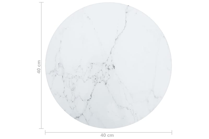 bordplade Ã˜40x0,8 cm hærdet glas med marmortekstur hvid - Hvid - Møbler - Borde - Bordtilbehør - Bordplade