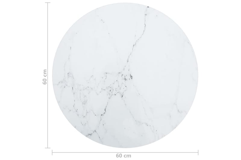 bordplade Ã˜60x0,8 cm hærdet glas med marmortekstur hvid - Hvid - Møbler - Borde - Bordtilbehør - Bordplade