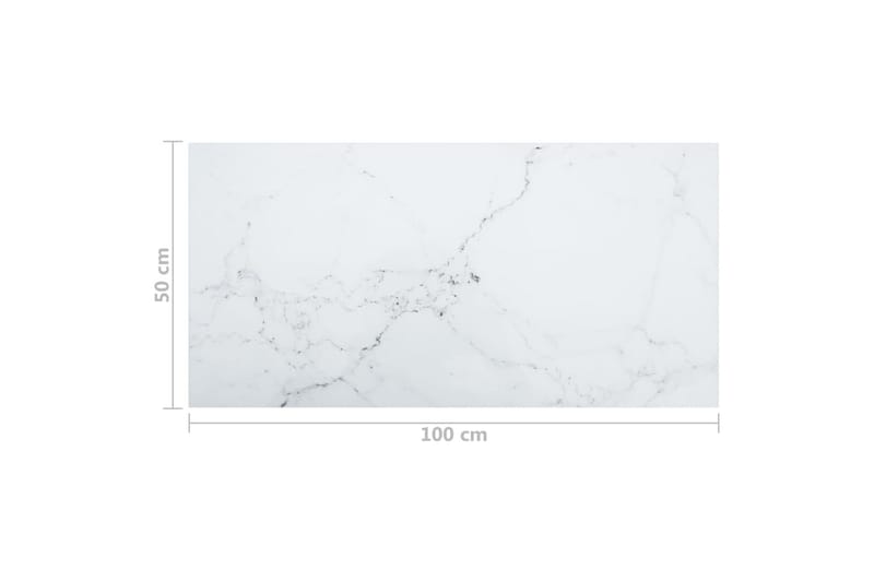 bordplade 100x50 cm 6 mm hærdet glas marmortekstur white - Hvid - Møbler - Borde - Bordtilbehør - Bordplade