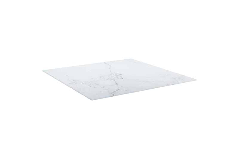 bordplade 80x80 cm 6 mm hærdet glas med marmortekstur hvid - Hvid - Møbler - Borde - Bordtilbehør - Bordplade