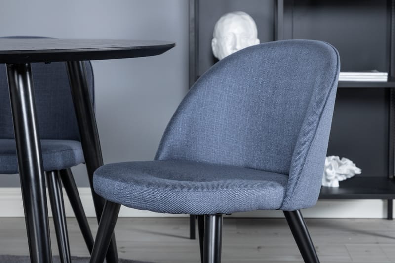 Dipp Spisebordssæt 115 cm Rund med 4 Velvet Stole - Svart - Møbler - Borde - Spisebordssæt